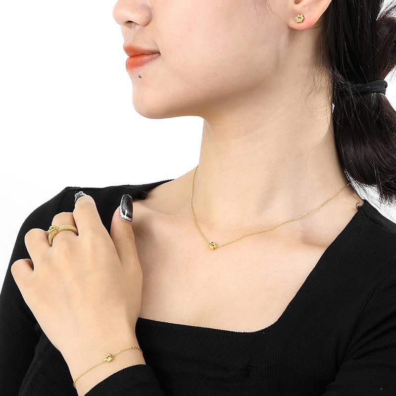 OIDIMS Dog Cat Paw Necklace Lovely Animal Choker Dainty Paw Print Pendant Necklace Chic Little Dog Kitten Pet Adjustable Charm Necklace Birthday Valentine's Day Gifts Minimalist Jewelry for Women Mom - Image 1